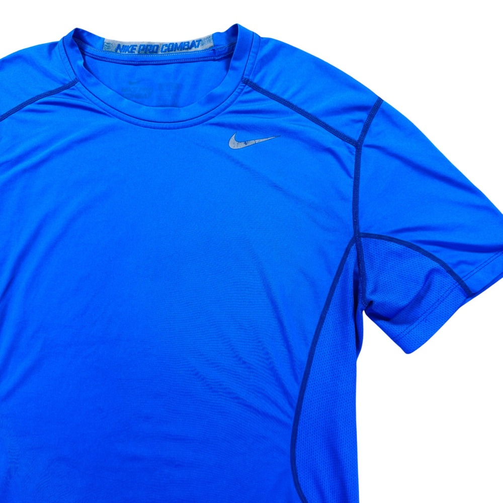 Nike Pro Combat Men's L Blue Dri-FIT Compression Short Sleeve‎ Shirt 449787-495